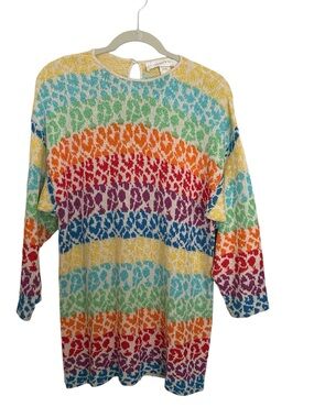 Brenda French Bright Rainbow Leopard Knit Tunic French Rags